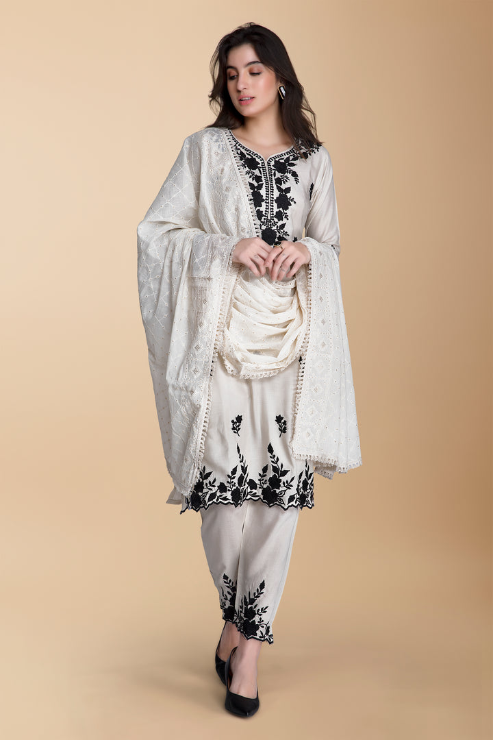 Ameesha Dupatta - Mul Cotton with Embroidery - minazthelabel
