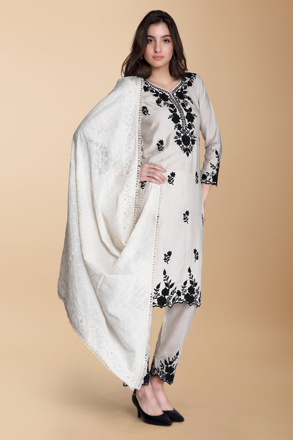 Ameesha Dupatta - Mul Cotton with Embroidery - minazthelabel