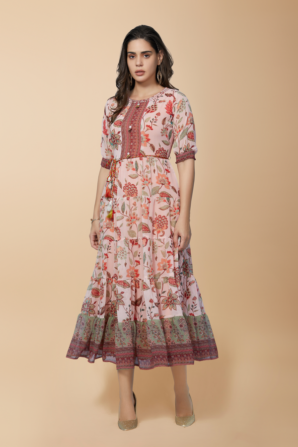 Jhanvi Long Flair Dress (Chiffon) - minazthelabel