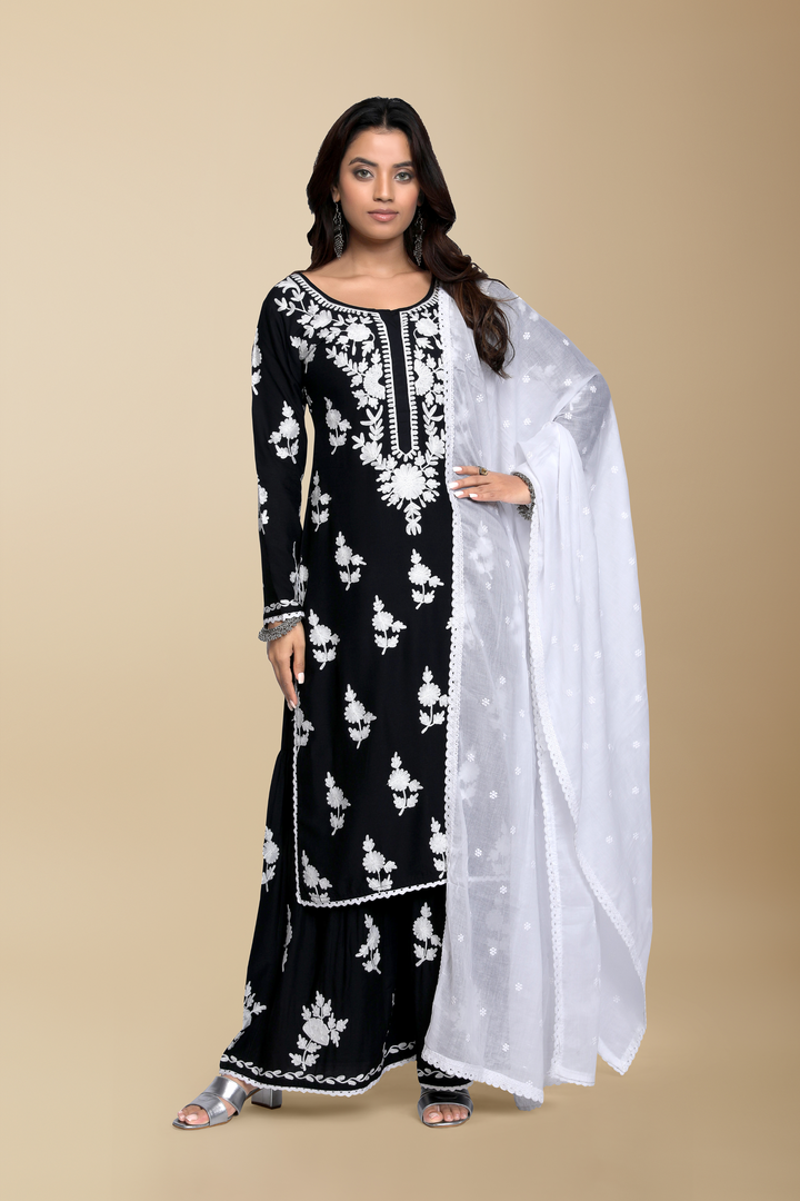 Reshmi Dupatta - Mul Cotton with Embroidery - minazthelabel