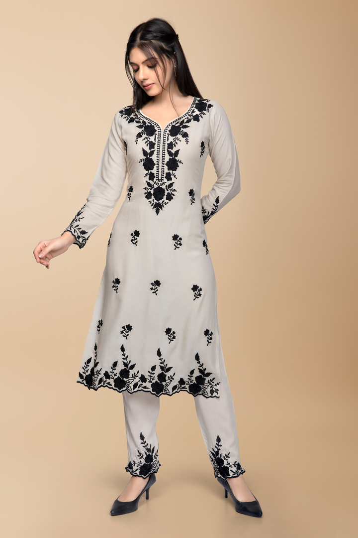 Rahi Chikankari Suit (Without Dupatta) - minazthelabel