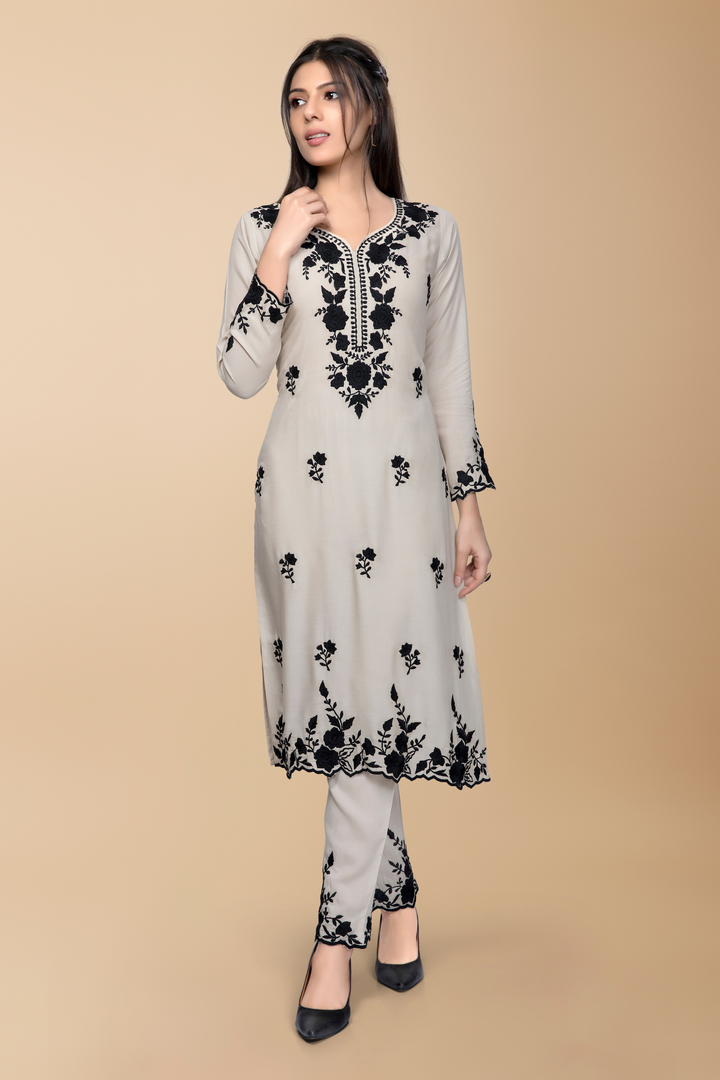 Rahi Chikankari Suit (Without Dupatta) - minazthelabel