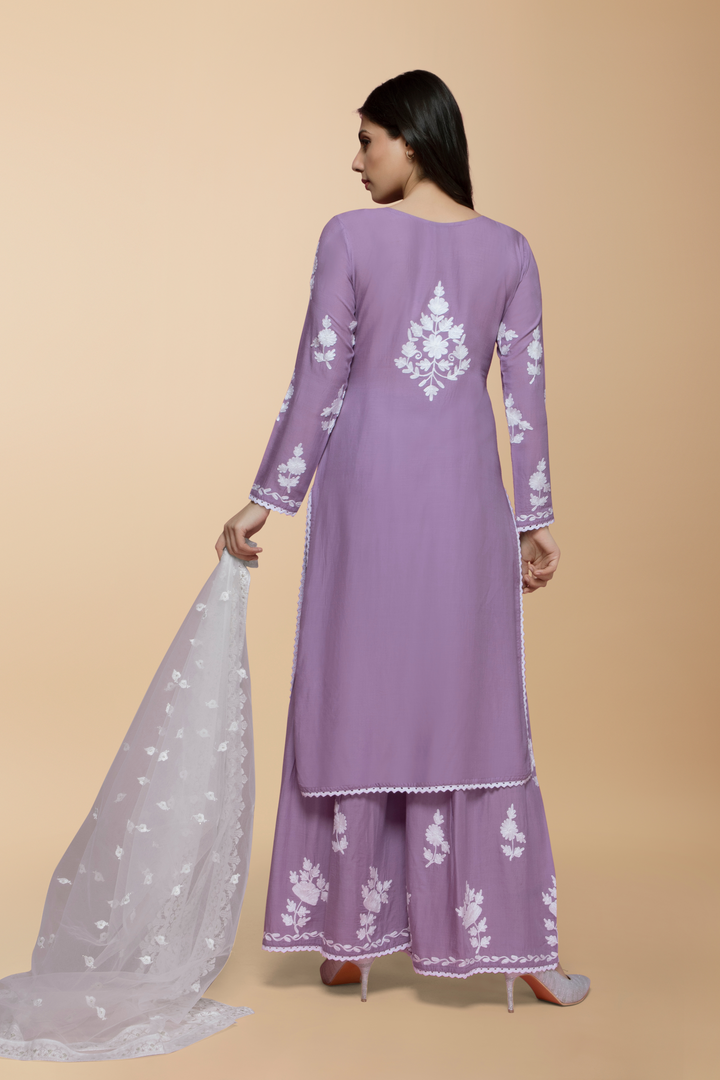 Anjali Dupatta - Net with Chikankari Embroidery - minazthelabel